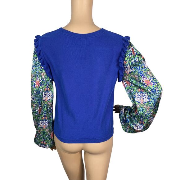 Anthropologie Current Air Twee Floral Nouveau Contrast Sweater Knit Top SZ M - Picture 10 of 16